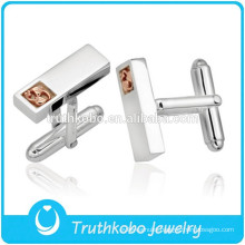 L-C0010 Fashion Mens Silver Cufflinks Rose Gold Accessory Stainless Steel Cuff Link